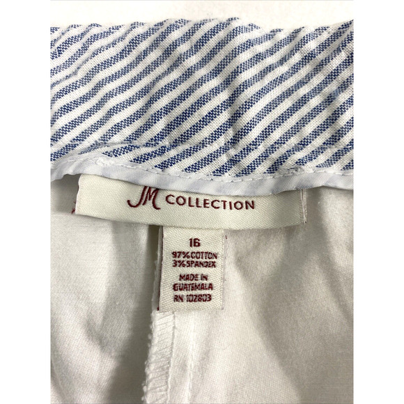 JM Collections Pants Womens Plus Size 16 White Capri Slacks Pockets‎ Casual - Picture 3 of 9
